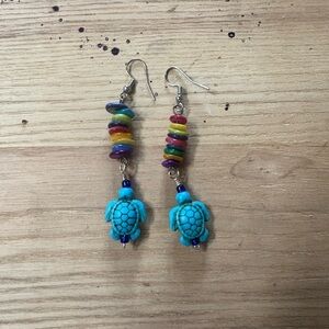 Rainbow Turtle Dangle Earrings